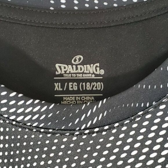 SPALDING boys' performance t-shirt XL 18/20 Black & White - Picture 3 of 5